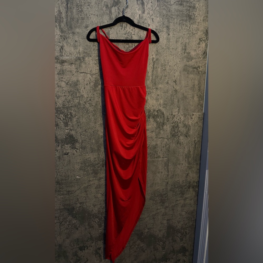 Elegant Red Draped Dress